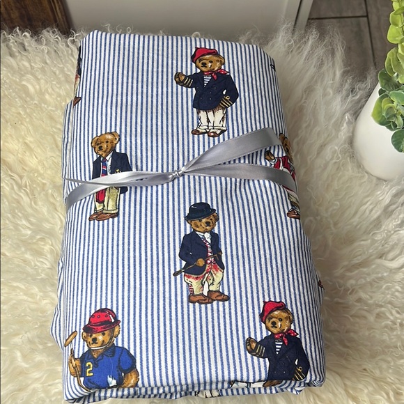 Ralph a Lauren Iconic Striped Teddy Bear King Sheet Set - Picture 1 of 3